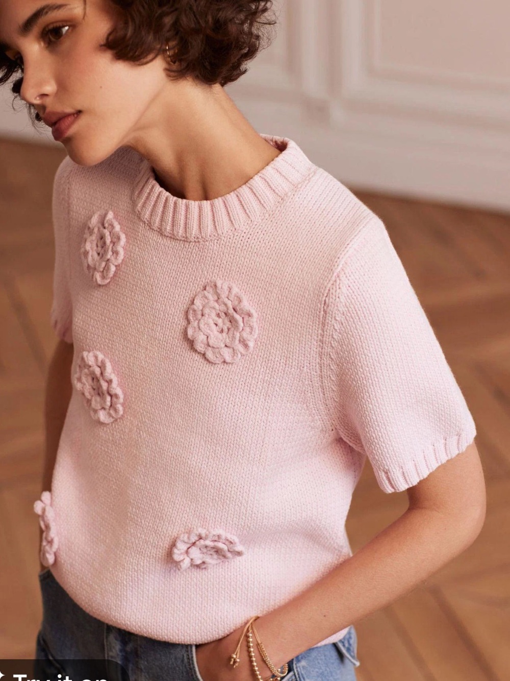 MINT VELVET Flower Applique Knit T-Shirt